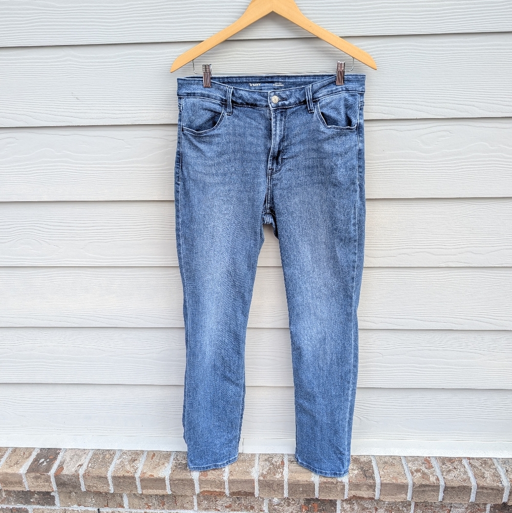 Old Navy Jeans Blue Size 12 High Rise Straight Leg 5 Pockets Slim Fitted Denim